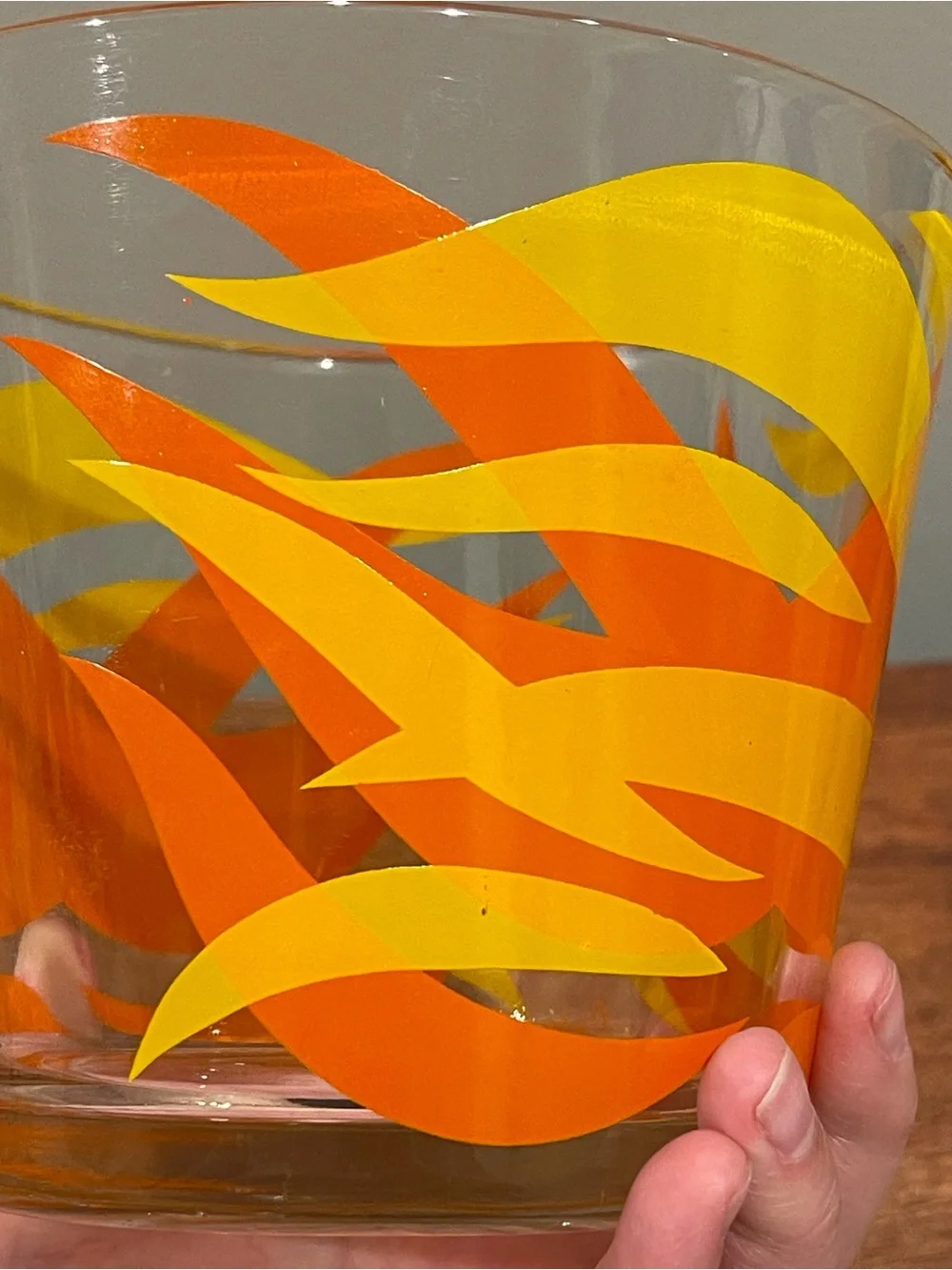 READ STARLYTE Mid Century Modern MCM Glass Ice Bucket 5” Orange Yellow